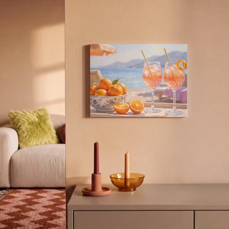 Drank - Glazen - Strand - Zomer - Oranje PET vilt klein -sfeer1