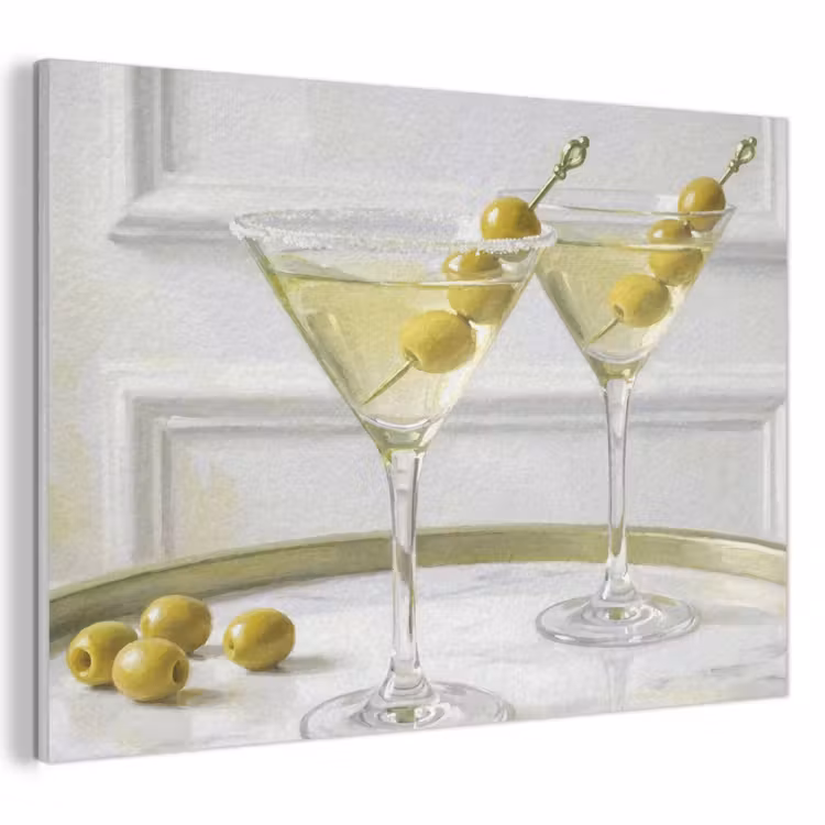 Drank - Martini - Olijven - Modern - Wit PET vilt klein -3d