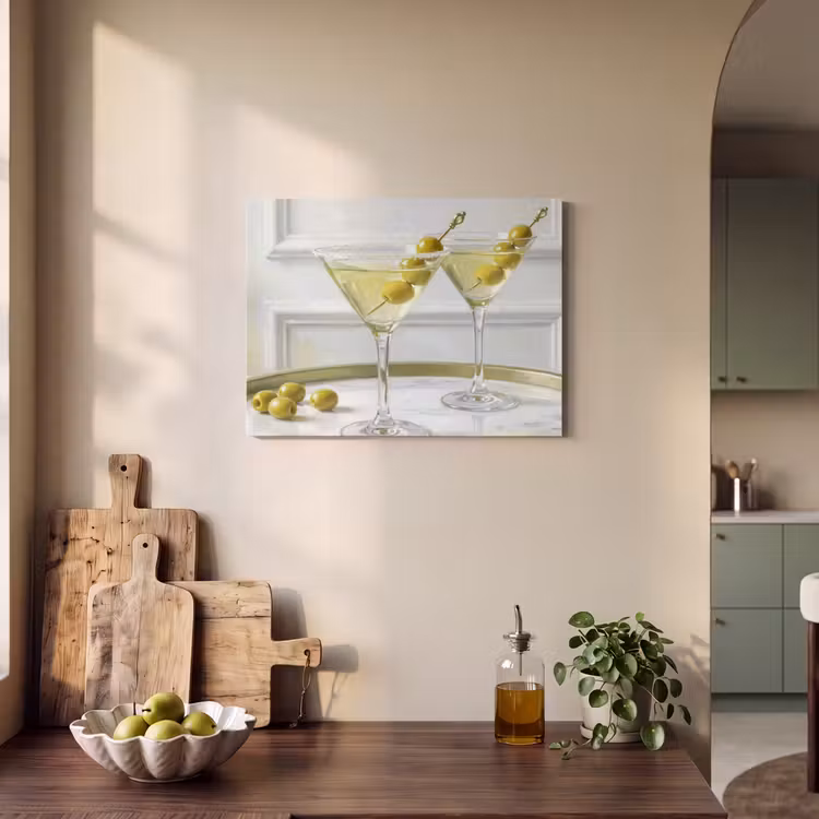 Drank - Martini - Olijven - Modern - Wit PET vilt klein -sfeer2