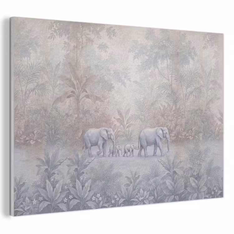 Olifant - Familie - Jungle - Illustratie - Grijs PET vilt klein -3d