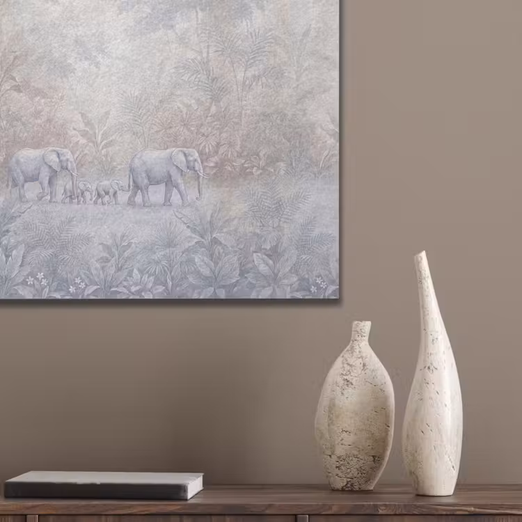 Olifant - Familie - Jungle - Illustratie - Grijs PET vilt klein -sfeer6_closeup
