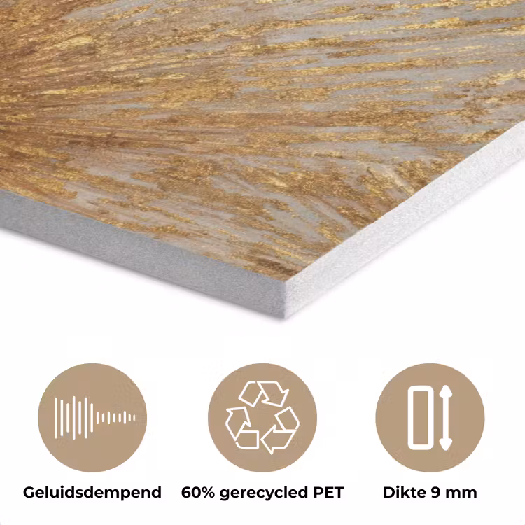 Explosie - Abstract - Goud - Wit PET vilt klein 837 -closeup_NL