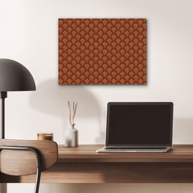Waaiers - Art Deco - Botanisch - Roestbruin - Oranje PET vilt klein 837 -sfeer5