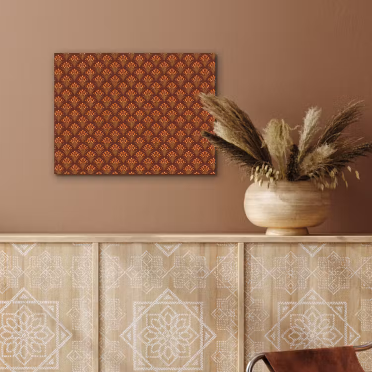 Waaiers - Art Deco - Botanisch - Roestbruin - Oranje PET vilt klein 837 -sfeer4