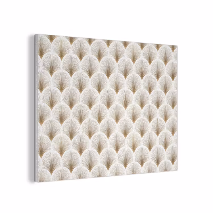 Waaiers - Art Deco - Elegant - Goud - Wit PET vilt klein 837 -3d