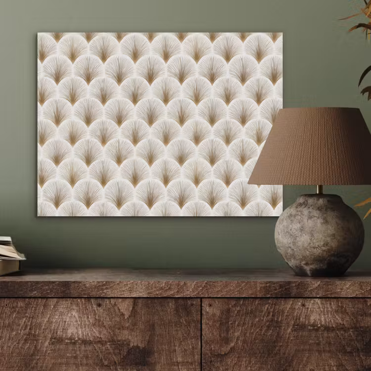 Waaiers - Art Deco - Elegant - Goud - Wit PET vilt klein 837 -sfeer2