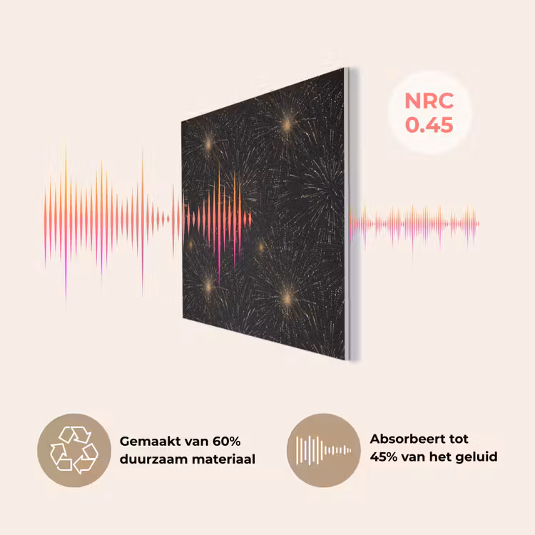 Vuurwerk - Patroon - Feestelijk - Goud - Zwart PET vilt klein 837 -USP_NL