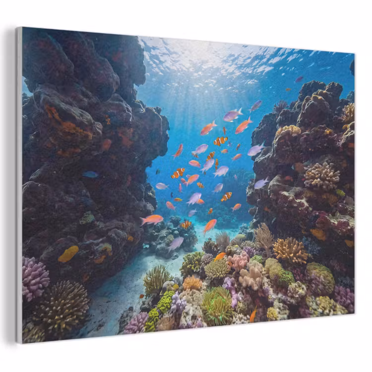 Vis - Koraalrif - Onderwater - Levendig - Blauw PET vilt klein -3d