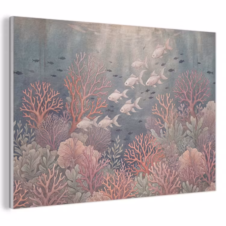 Vis - Koraal - Onderwater - Illustratie - Vintage PET vilt klein -3d