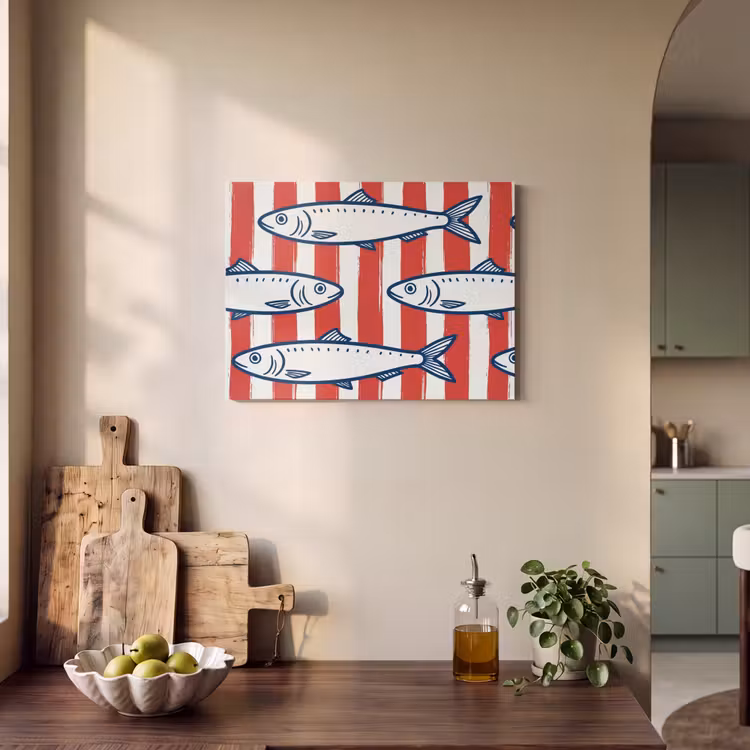 Vis - Patroon - Strepen - Illustratie - Rood PET vilt klein -sfeer2