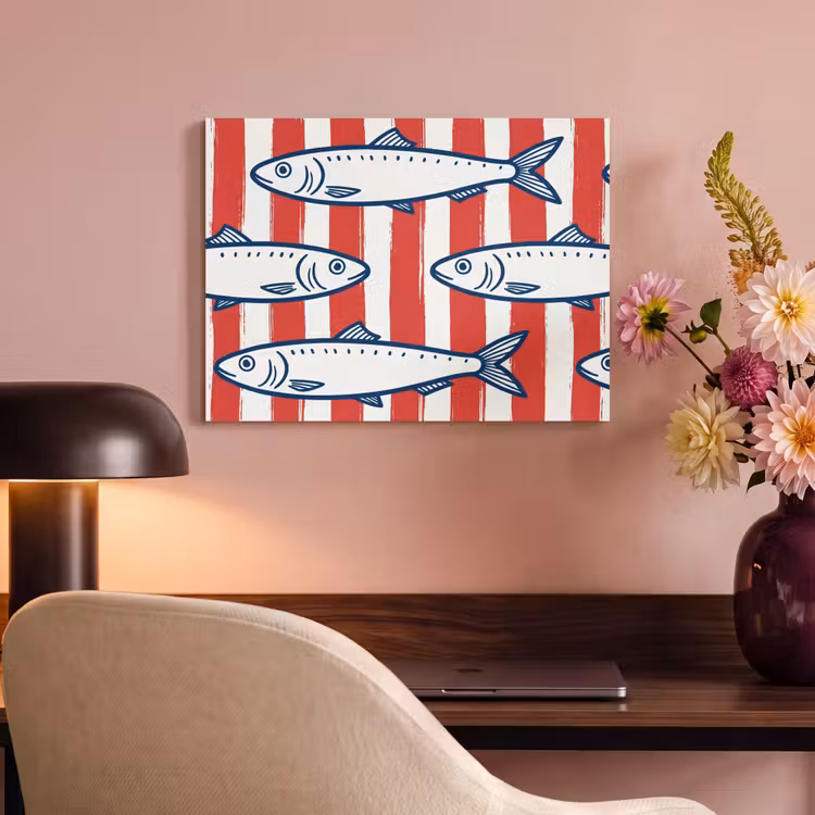 Vis - Patroon - Strepen - Illustratie - Rood PET vilt klein -sfeer3