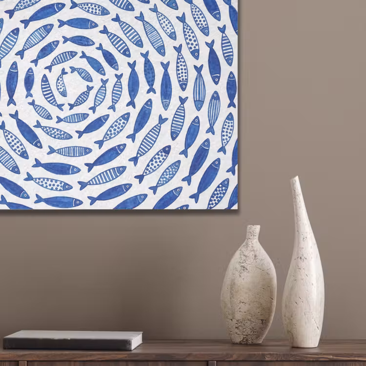 Vis - Patroon - Onderwater - Abstract - Blauw PET vilt klein -sfeer6_closeup