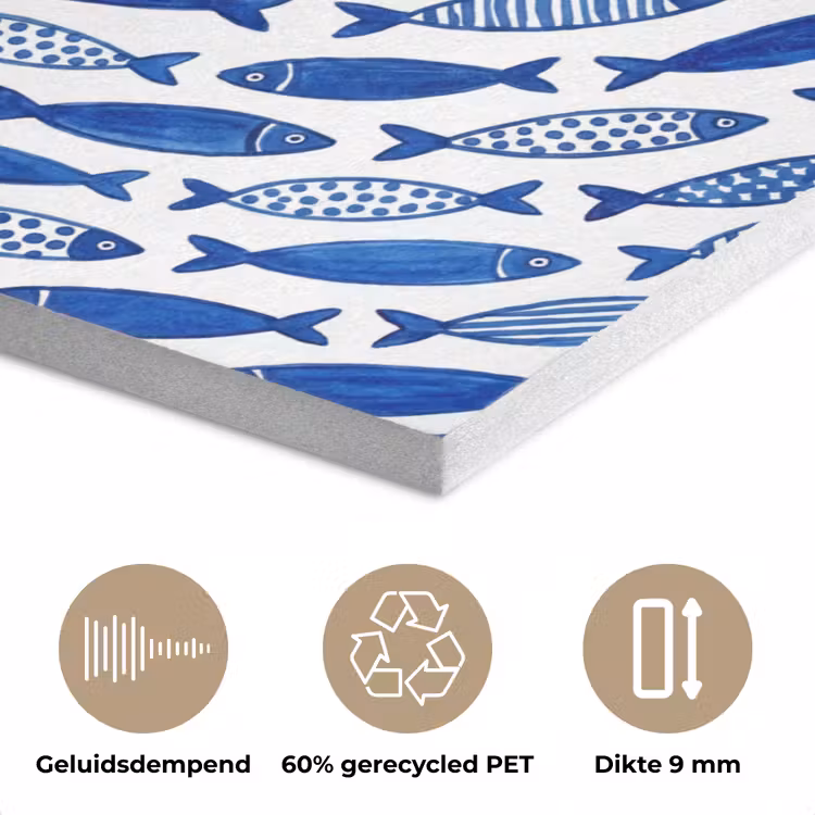 Vis - Patroon - Onderwater - Abstract - Blauw PET vilt klein -closeup_NL