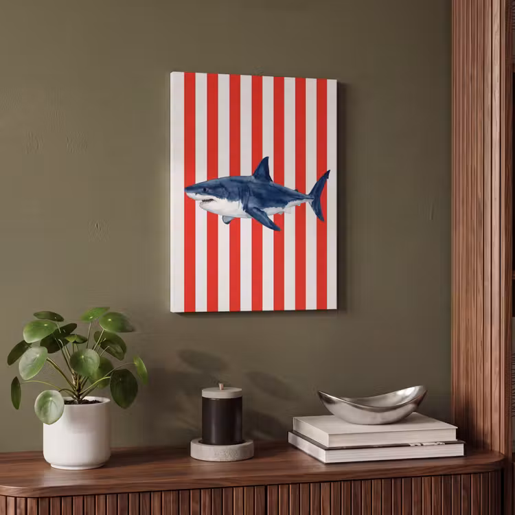 Vis - Haai - Zee - Illustratie - Blauw PET vilt klein -sfeer3