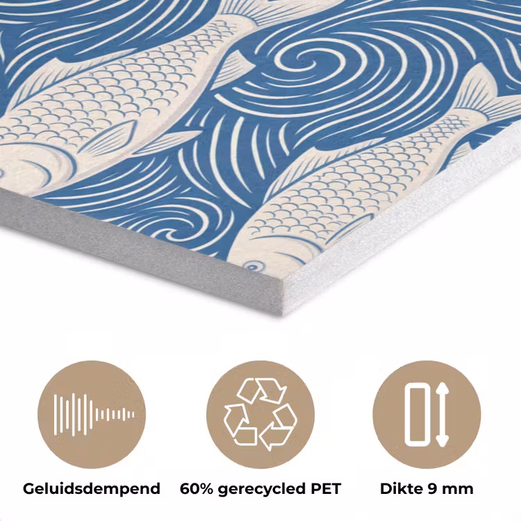 Vis - Water - Patroon - Grafisch - Blauw PET vilt klein -closeup_NL