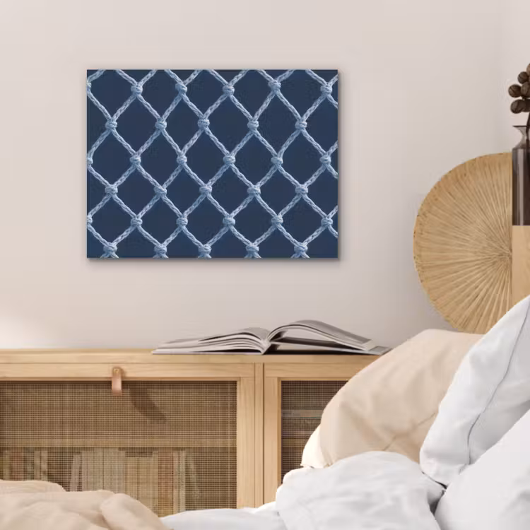 Visnet - Touw - Patroon - Marineblauw PET vilt klein 837 -sfeer3