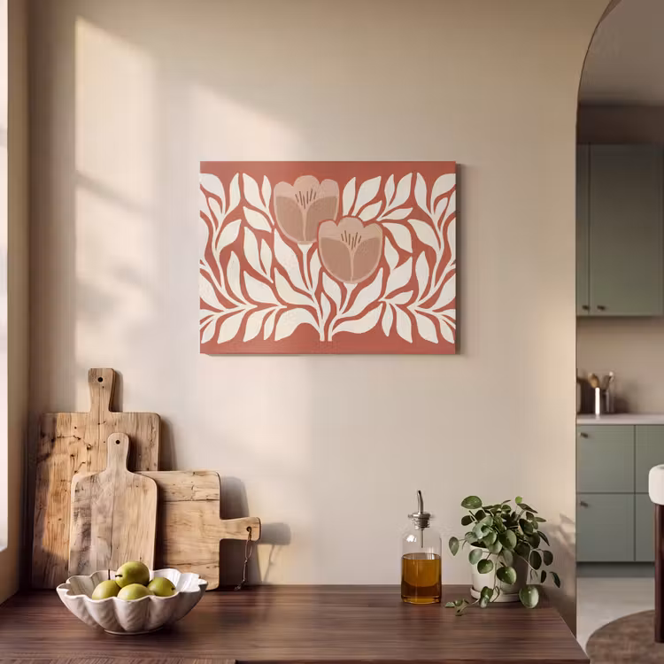 Bloemen - Abstract - Modern - Beige - Natuur PET vilt klein -sfeer2