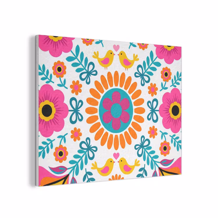 Bloemen - Vogel - Patroon - Kleurrijk - Modern PET vilt klein -3d