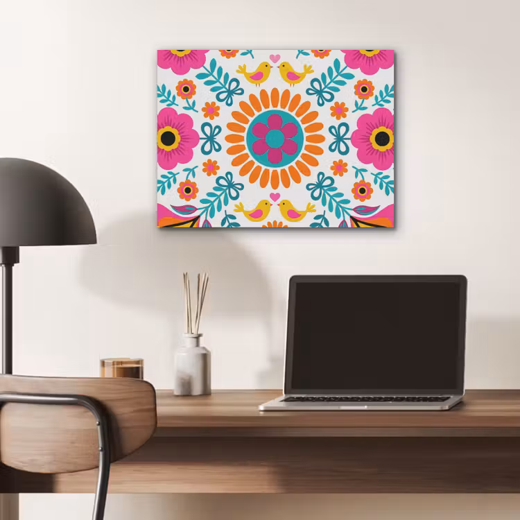Bloemen - Vogel - Patroon - Kleurrijk - Modern PET vilt klein -sfeer5