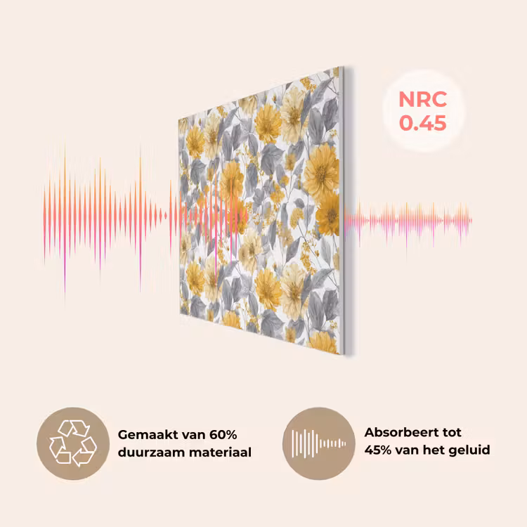Bloemen - Botanisch - Elegant - Okergeel - Grijs PET vilt klein 837 -USP_NL