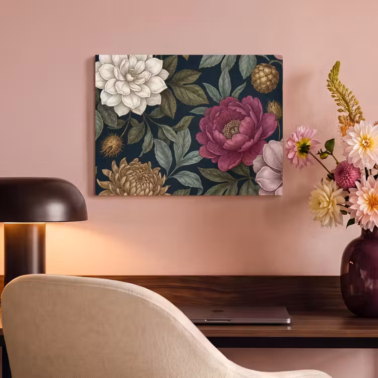 Bloemen - Botanisch - Illustratie - Donker - Vintage PET vilt klein -sfeer3