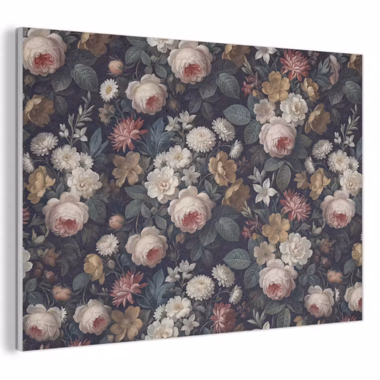 Bloemen - Boeket - Botanisch - Vintage - Donkere achtergrond PET vilt klein -3d