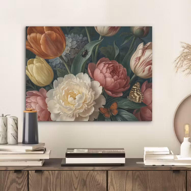 Bloemen - Boeket - Natuur - Klassiek - Donker PET vilt klein -sfeer1