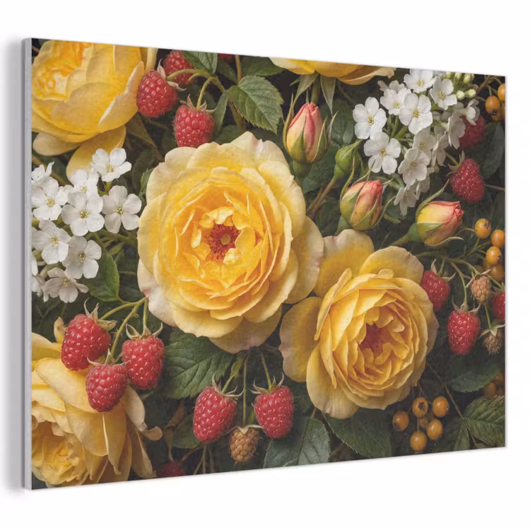 Bloemen - Boeket - Natuur - Klassiek - Geel PET vilt klein -3d