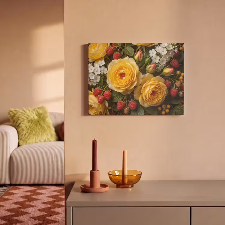 Bloemen - Boeket - Natuur - Klassiek - Geel PET vilt klein -sfeer1