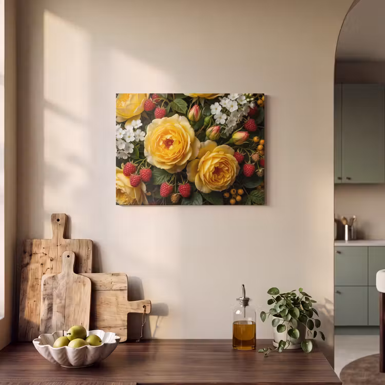 Bloemen - Boeket - Natuur - Klassiek - Geel PET vilt klein -sfeer2