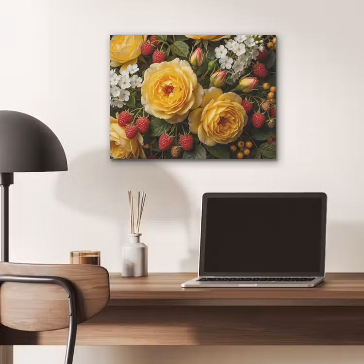 Bloemen - Boeket - Natuur - Klassiek - Geel PET vilt klein -sfeer5