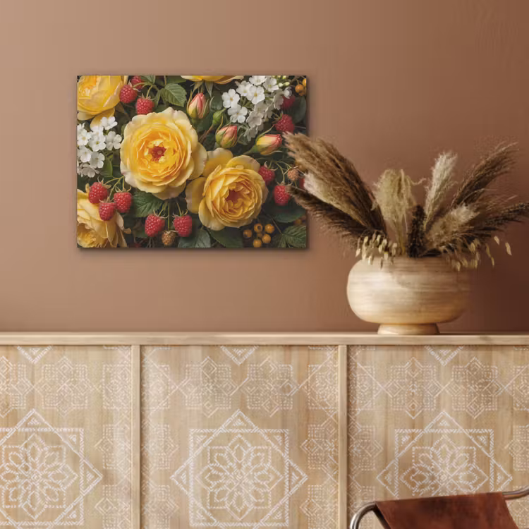 Bloemen - Boeket - Natuur - Klassiek - Geel PET vilt klein -sfeer4