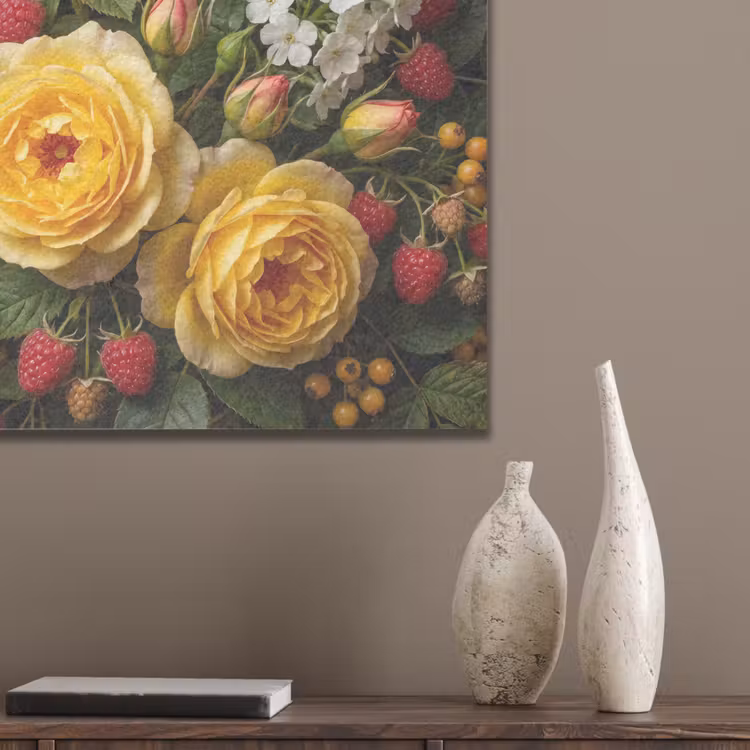 Bloemen - Boeket - Natuur - Klassiek - Geel PET vilt klein -sfeer6_closeup