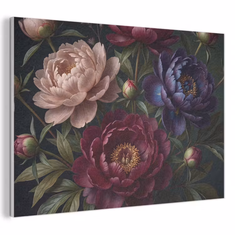 Bloemen - Boeket - Natuur - Modern - Donker PET vilt klein -3d