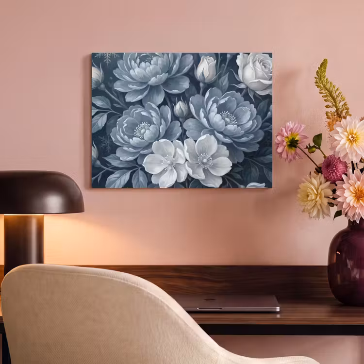 Bloemen - Boeket - Winter - Abstract - Blauw PET vilt klein -sfeer3