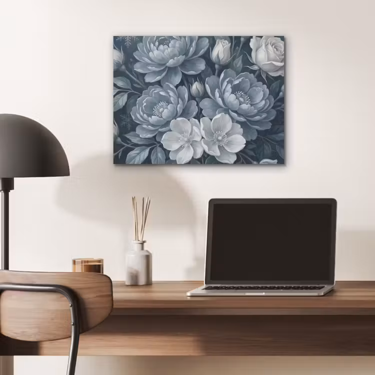 Bloemen - Boeket - Winter - Abstract - Blauw PET vilt klein -sfeer5