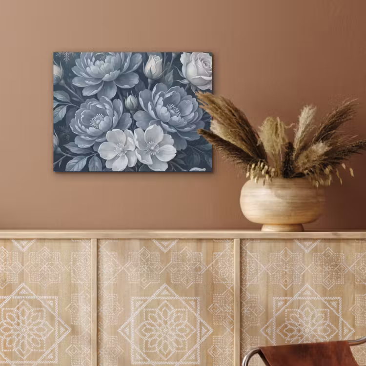 Bloemen - Boeket - Winter - Abstract - Blauw PET vilt klein -sfeer4