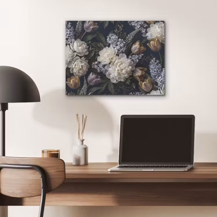 Bloemen - Donker - Elegant - Natuur - Wit PET vilt klein -sfeer5