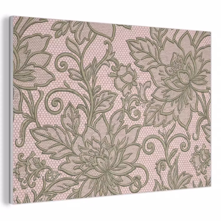 Bloemen - Kant - Patroon - Klassiek - Groen PET vilt klein -3d