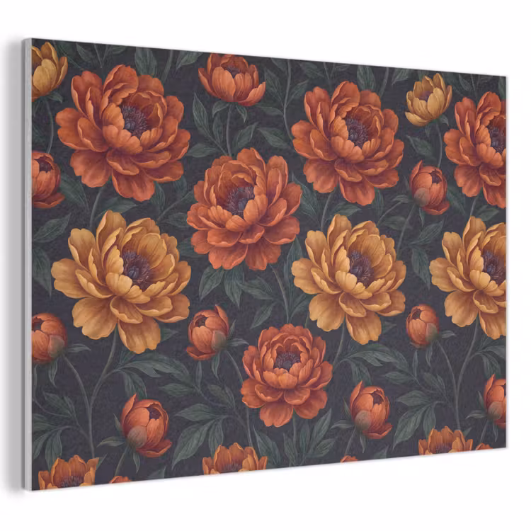 Bloemen - Bladeren - Natuur - Modern - Oranje PET vilt klein -3d