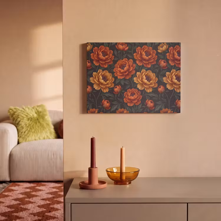 Bloemen - Bladeren - Natuur - Modern - Oranje PET vilt klein -sfeer1