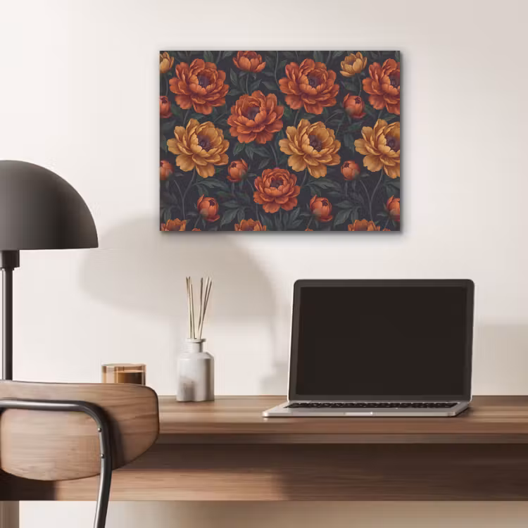 Bloemen - Bladeren - Natuur - Modern - Oranje PET vilt klein -sfeer5
