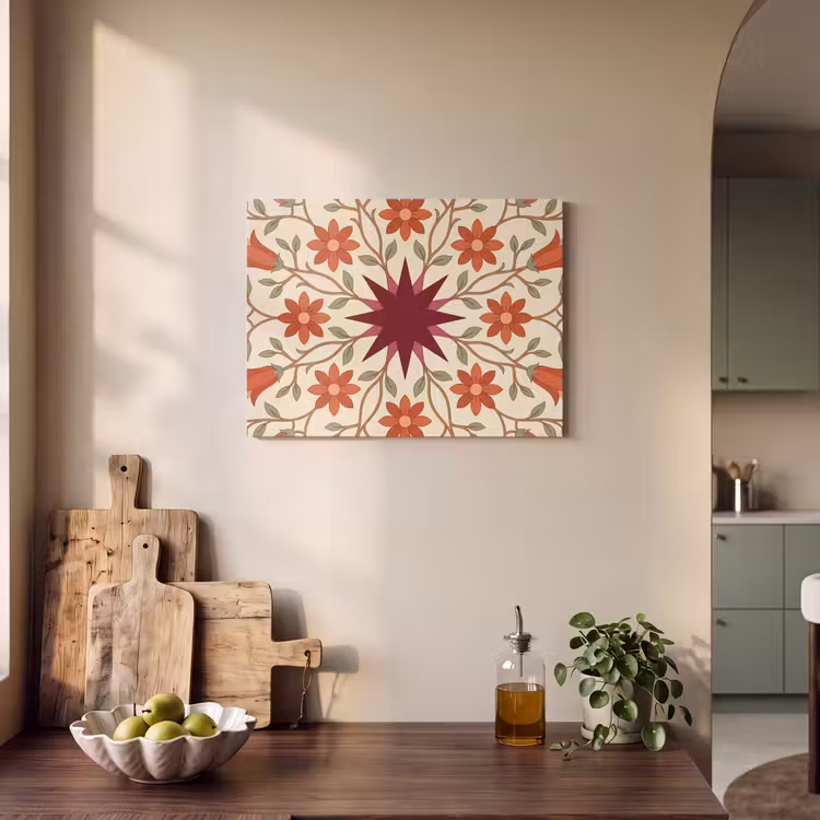 Bloemen - Mandala - Decoratief - Rood PET vilt klein -sfeer2