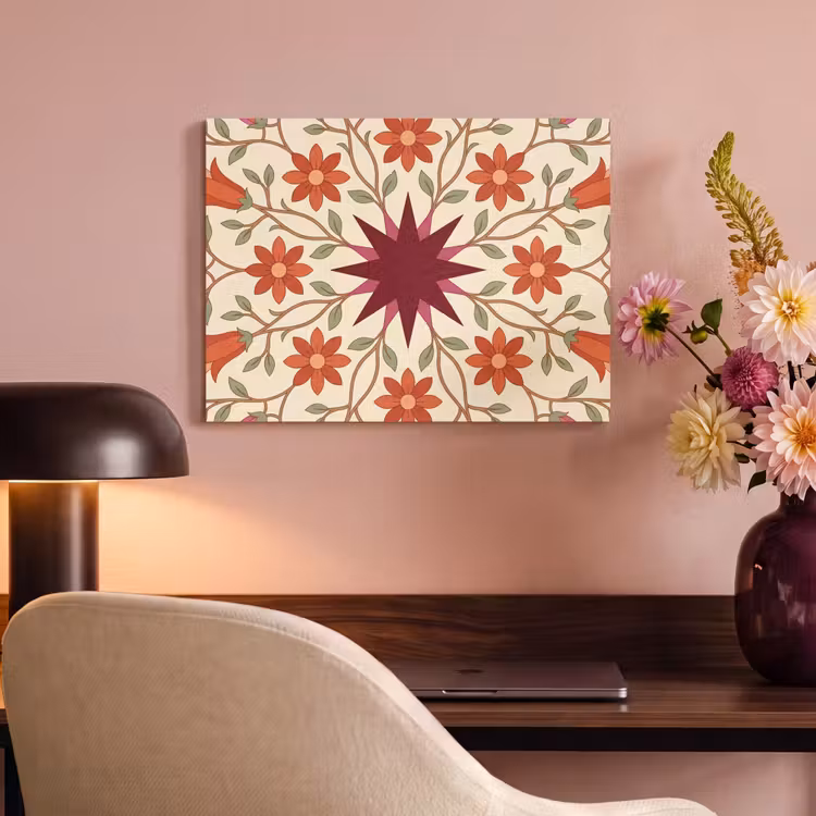 Bloemen - Mandala - Decoratief - Rood PET vilt klein -sfeer3