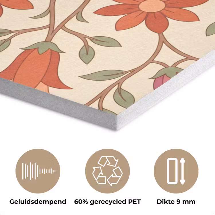 Bloemen - Mandala - Decoratief - Rood PET vilt klein -closeup_NL