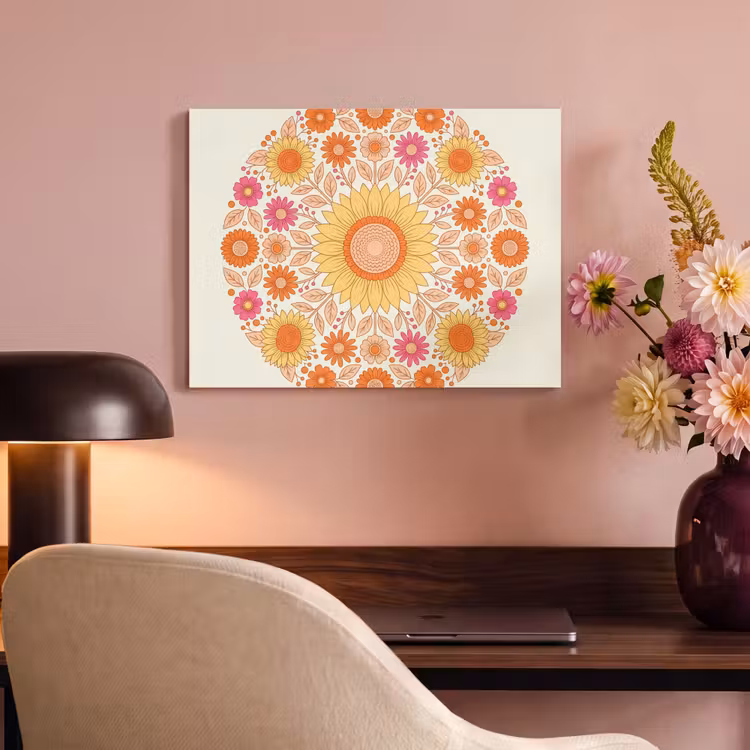 Bloemen - Mandala - Patroon - Kleurrijk PET vilt klein -sfeer3