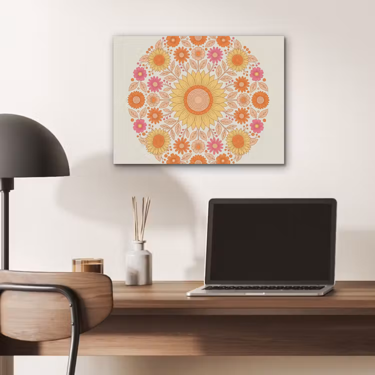Bloemen - Mandala - Patroon - Kleurrijk PET vilt klein -sfeer5