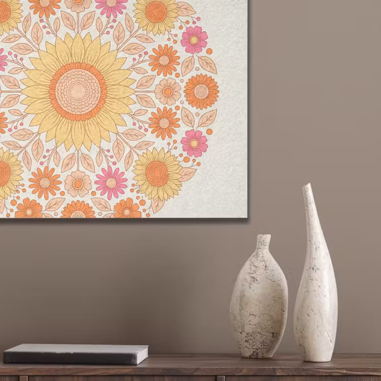 Bloemen - Mandala - Patroon - Kleurrijk PET vilt klein -sfeer6_closeup