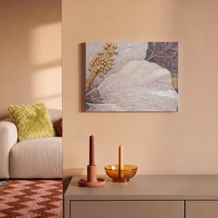 Bloemen - Mozaïek - Kunst - Modern - Goud PET vilt klein -sfeer1