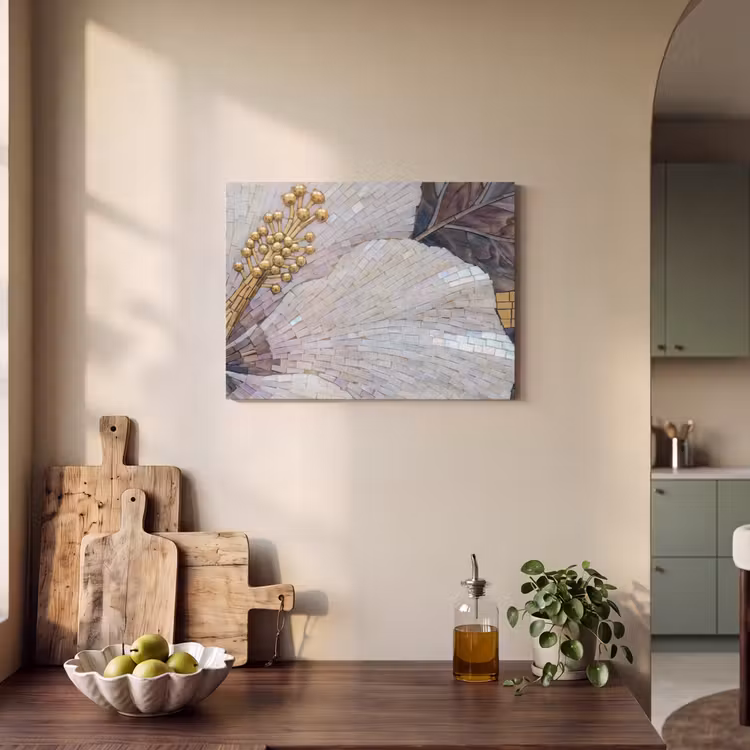 Bloemen - Mozaïek - Kunst - Modern - Goud PET vilt klein -sfeer2